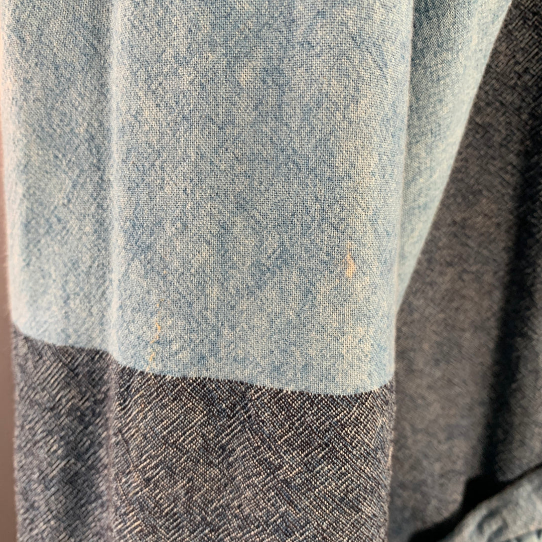 TENDER Size XXL Blue Indigo Patchwork Cotton Wool Jacket