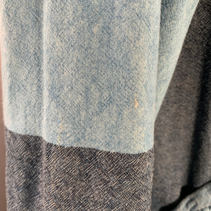 TENDER Size XXL Blue Indigo Patchwork Cotton Wool Jacket