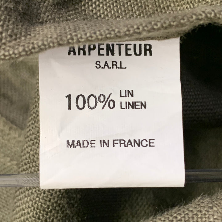 ARPENTEUR Size L Green Olive Woven Linen Chore Jacket