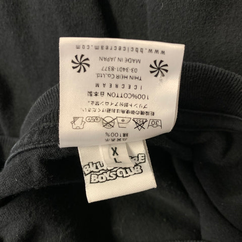 ICECREAM Size XL Black White Graphic Cotton Crew Neck T Shirt