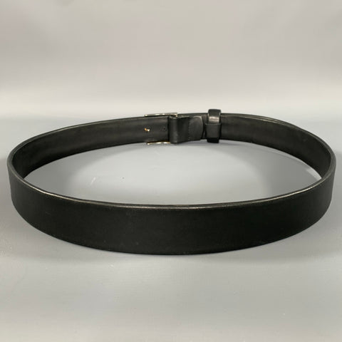 TOD'S Size 38 Black Silver Solid Leather Belt