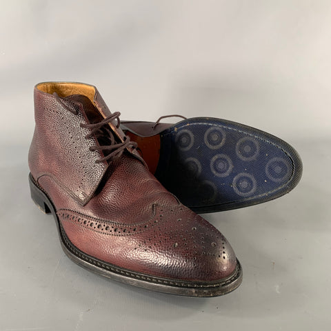 GREVE Size 9 Burgundy Wingtip Leather Ankle Boots