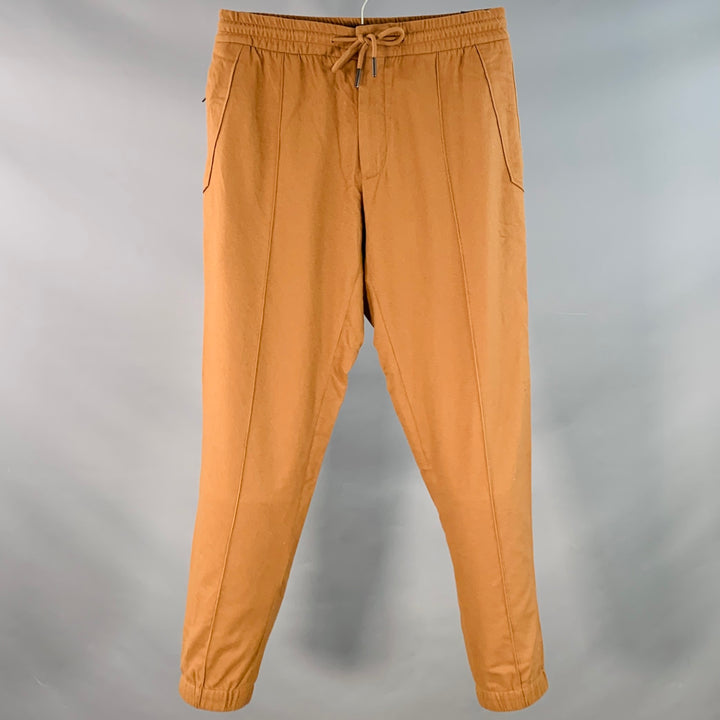 ERMENEGILDO ZEGNA Size 30 Brown Tobacco Wool Cashmere Silk Tapered Drawstring Casual Pants
