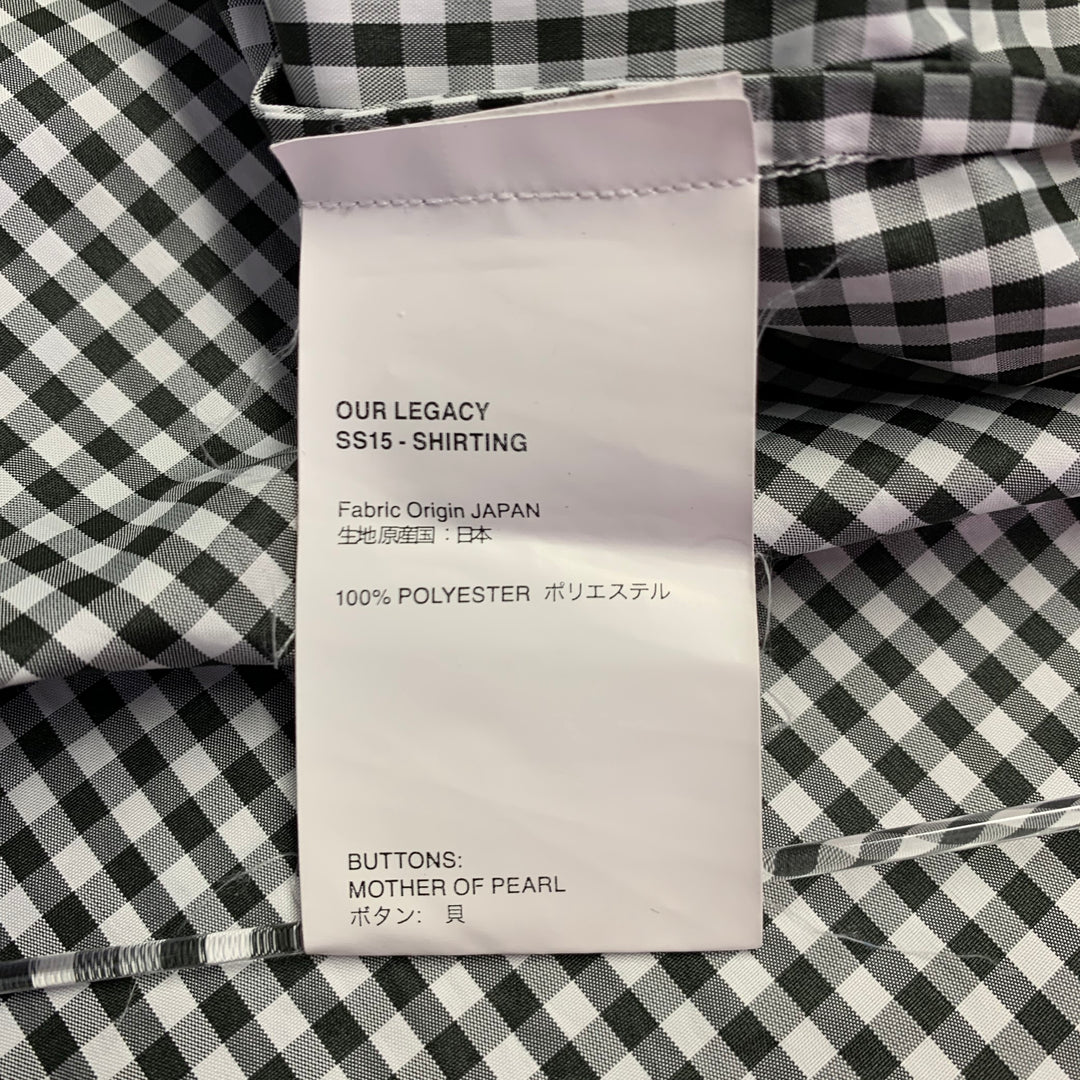 OUR LEGACY Size 44 Black White Gingham Polyester One Pocket Long Sleeve Shirt