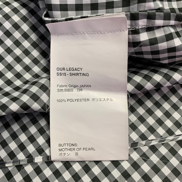 OUR LEGACY Size 44 Black White Gingham Polyester One Pocket Long Sleeve Shirt