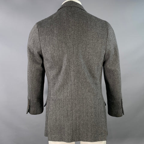 BRUNELLO CUCINELLI Size 38 Grey Black Herringbone Cashmere Sport Coat
