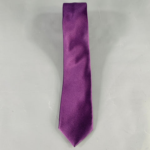 ERMENEGILDO ZEGNA Purple Silk Satin Tie