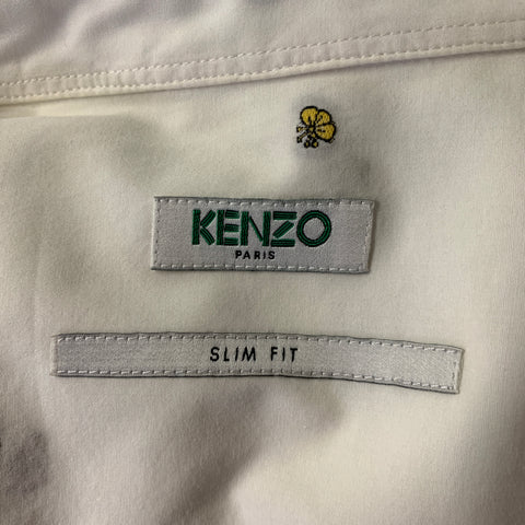 KENZO Size S White Geometric Dot Cotton Button Up Long Sleeve Shirt