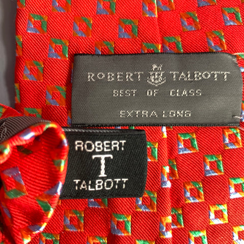 ROBERT TALBOTT Red Blue green orange Geometric Silk Tie