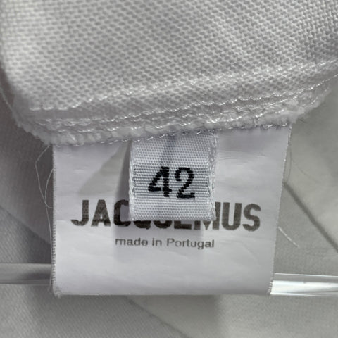 JACQUEMUS Size 6 Cream Cotton Fitted Tuxedo Shirt