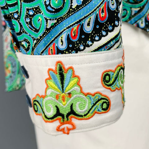 ROBERT GRAHAM Size L Black White Multi Color Print Cotton Long Sleeve Shirt