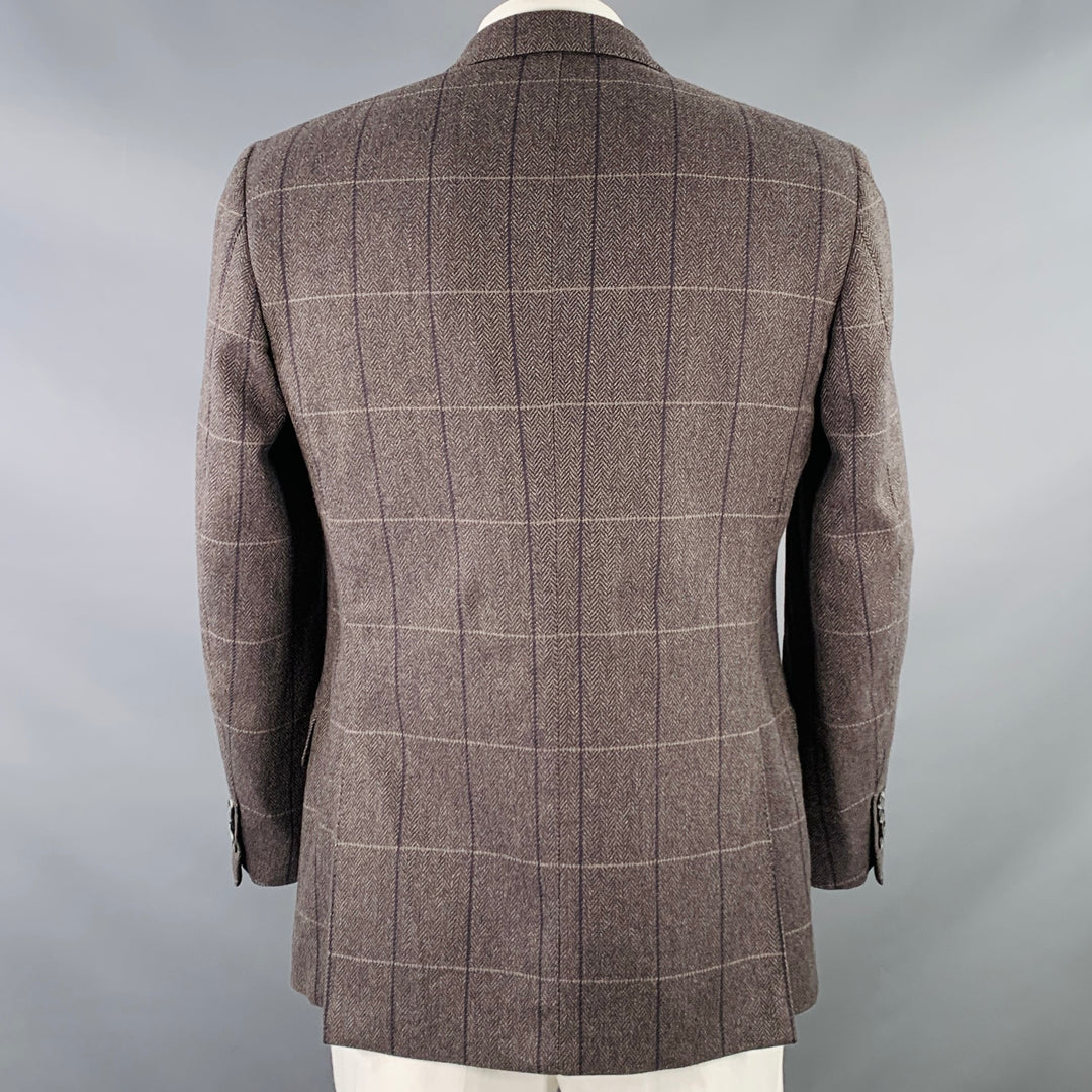 LARUSMIANI Size 42 Brown Black Beige Window Pane Cashmere Sport Coat