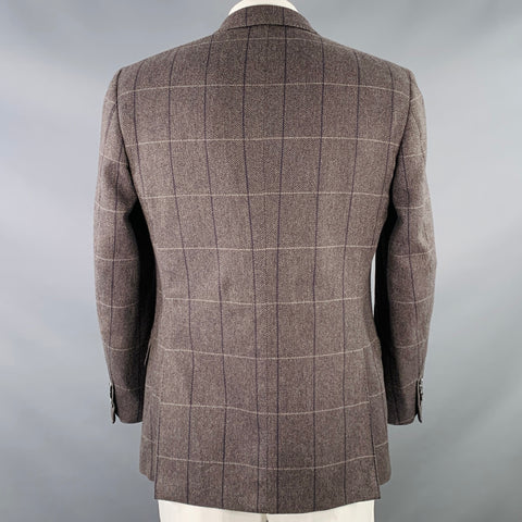 Veste de Sport en Cachemire à Carreaux Fenêtre Marron Noir Beige LARUSMIANI Taille 42
