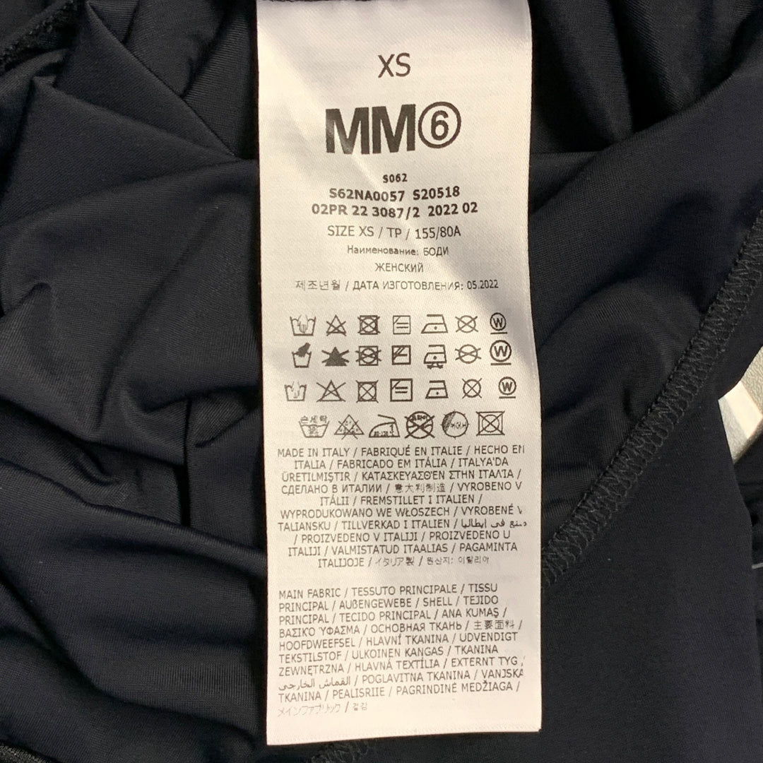 MAISON MARGIELA Size XS Black Polyamide Blend Studded Crew Neck Bodysuit