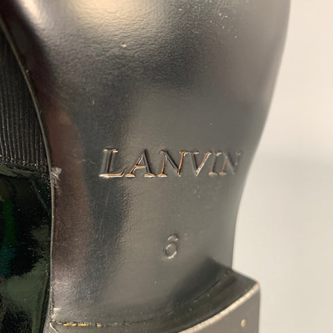 LANVIN Size 6 Black Patent Leather Slip On Loafers