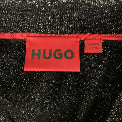 HUGO BOSS Size M Silver Grey Textured Ribbed Long Sleeve Shirt