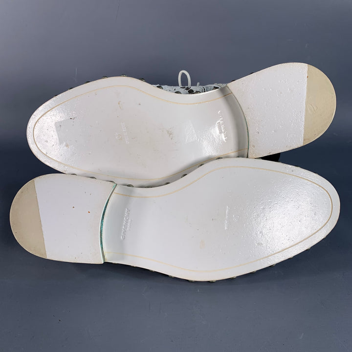 GIVENCHY Size 10 White Leather Lace Studded Derby Shoes