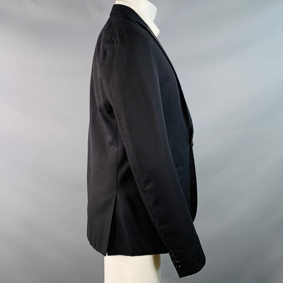 CALVIN KLEIN COLLECTION Size 40 Regular Black Wool Silk Notch Lapel Sport Coat