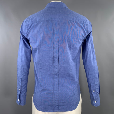 BAND OF OUTSIDERS Size L Blue One Pocket Long Sleeve Shirt