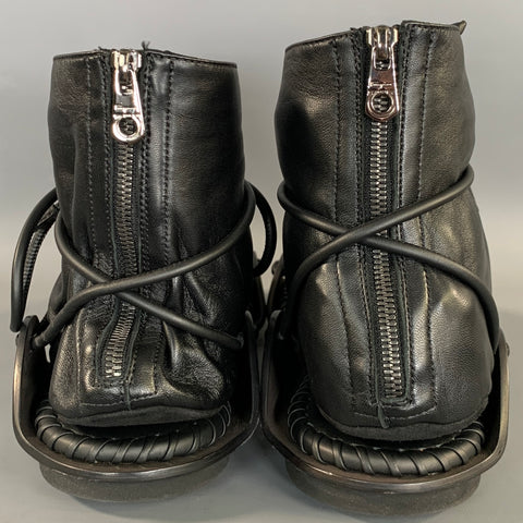SALVATORE FERRAGAMO Size 10 Black Leather Gladiator Sandals