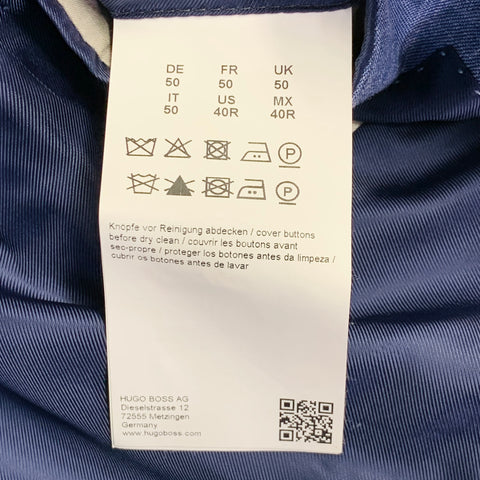 Veste sport ajustée en soie et lin à carreaux HUGO BOSS, taille 40, bleu et noir
