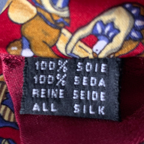 KIESELSTEIN-CORD Red Yellow Blue Trapeze Figures Silk Tie