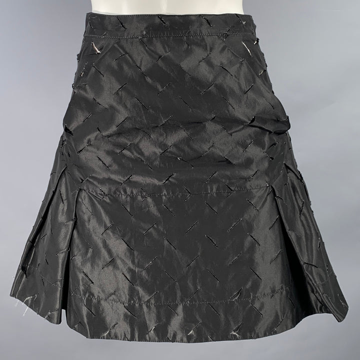 VIVIENNE WESTWOOD Size M Black Acetate Blend Cut Out Pleated Mini Skirt