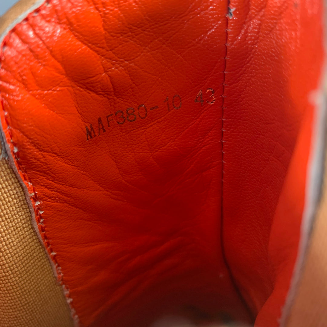 PAOLO SHOES Size 10 Tan Purple Crackled Leather Chelsea Boots