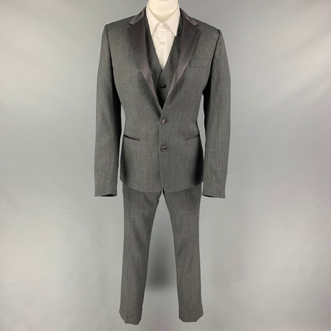 DOLCE &amp; GABBANA Taille 36 Costume de smoking à revers cranté en laine et soie grise
