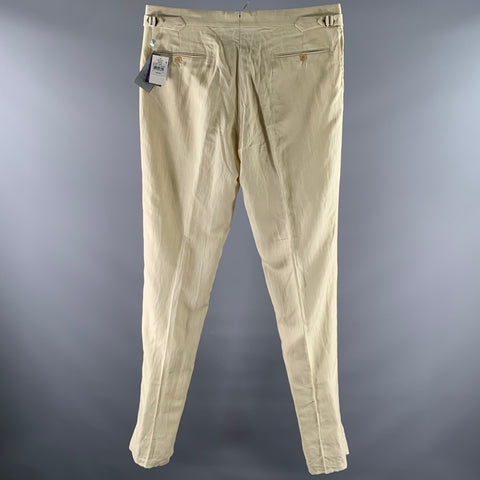 RALPH LAUREN Size 36 Cream Silk Linen Relaxed Fit Dress Pants