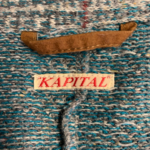 KAPITAL Size S Grey Blue Plaid Cotton Blend Button Up Vest