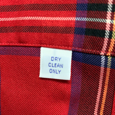 POLO by RALPH LAUREN Size L Red Green Plaid Silk 2 Pockets Long Sleeve Shirt