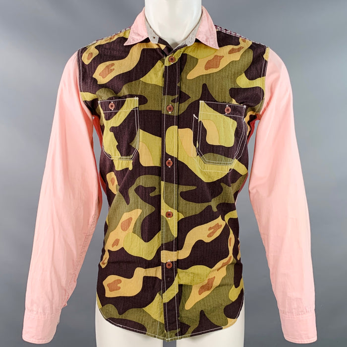 JUNYA WATANABE Size S Pink Multi Color Camo Plaid Two Pockets Long Sleeve Shirt