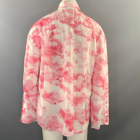 ROTATE Size M Pink White Cotton Print Button Up Shirt