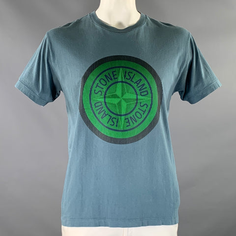 T-shirt Stone Island bleu en coton à motif, taille XL