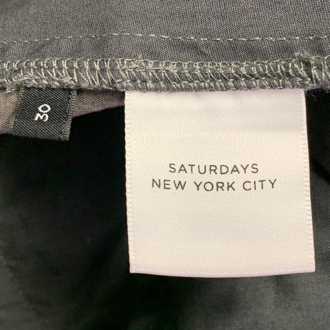 SATURDAYS NYC Size 30 Grey Charcoal Cotton Blend Belted Casual Pants