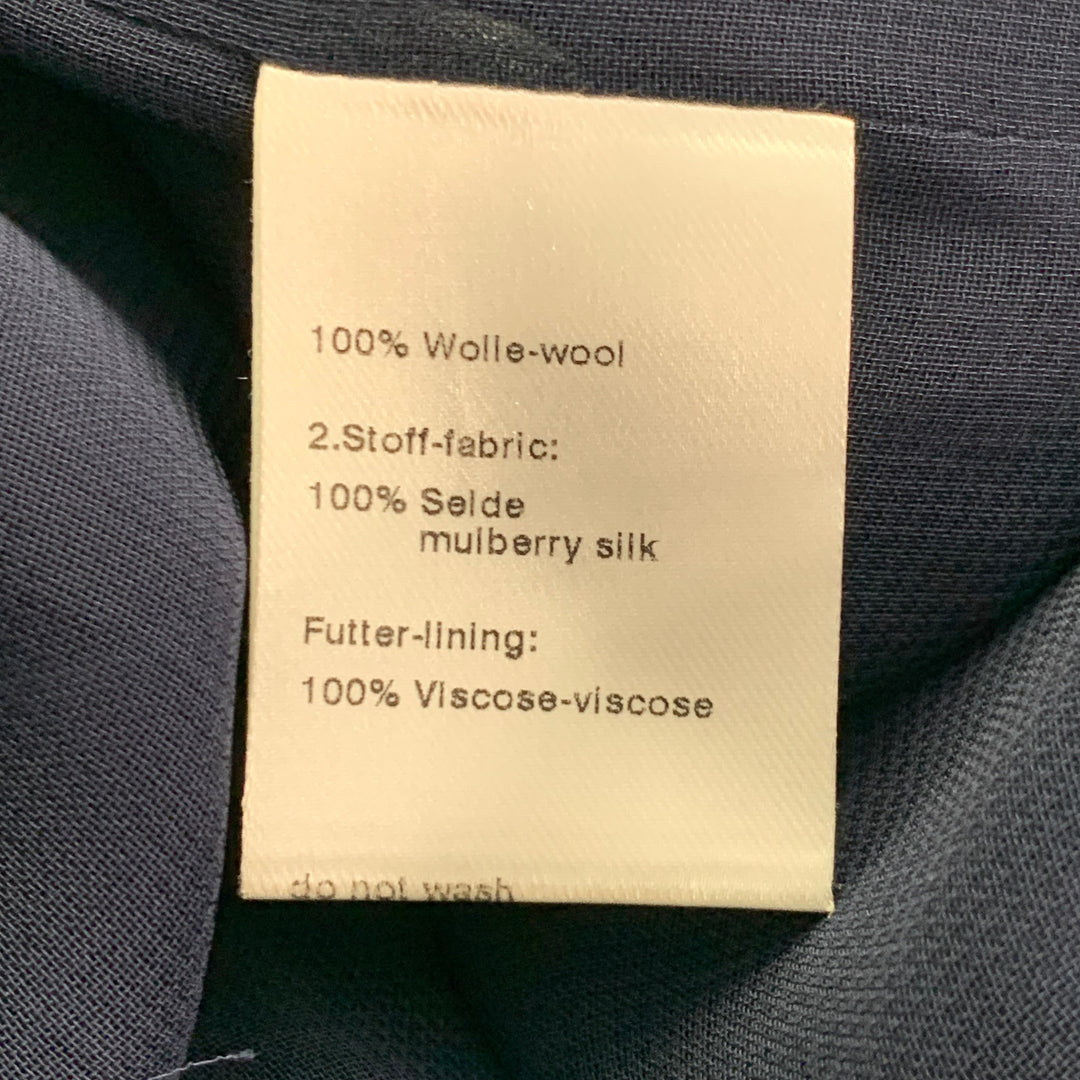 AKRIS Size 12 Navy Wool Crepe Sleeveless Knee Length Sheath Dress