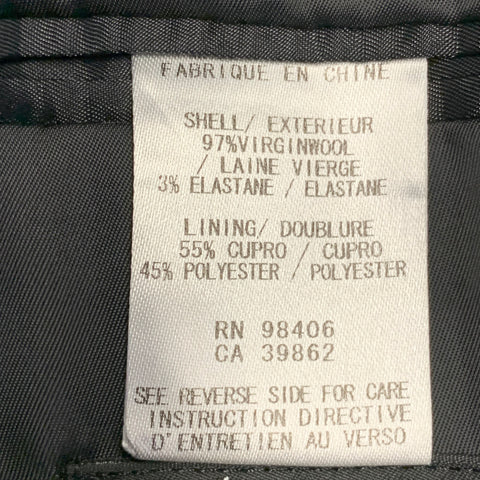 THEORY Size 40 Regular Black Wool Blend Notch Lapel Suit