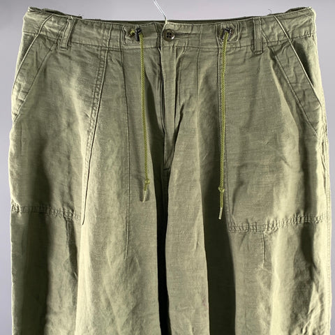 NEEDLES Size M Green Linen Blend Drawstring Pants