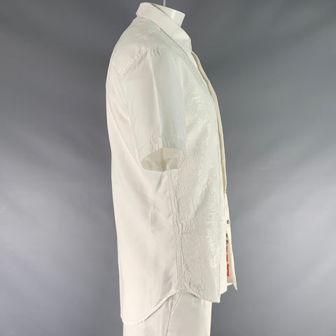 ROBERT GRAHAM Size XL White Embroidery Cotton Button Up Short Sleeve Shirt
