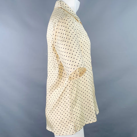 AMI by ALEXANDRE MATTIUSSI Size S Beige Navy Polka Dot Silk Camp Short Sleeve Shirt