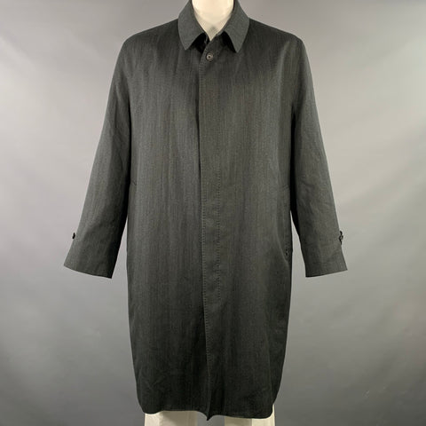 SANYO Size 46 Charcoal Wool Blend Rain Repellent Hidden Buttons Coat