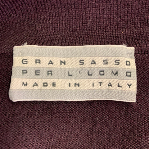 GRAN SASSO Size L Burgundy Wool Silk Polo Pullover