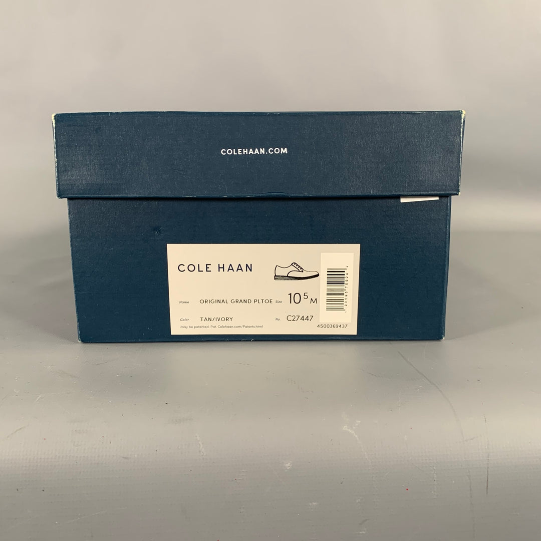 COLE HAAN Size 10.5 Cream Black Textured Sneakers