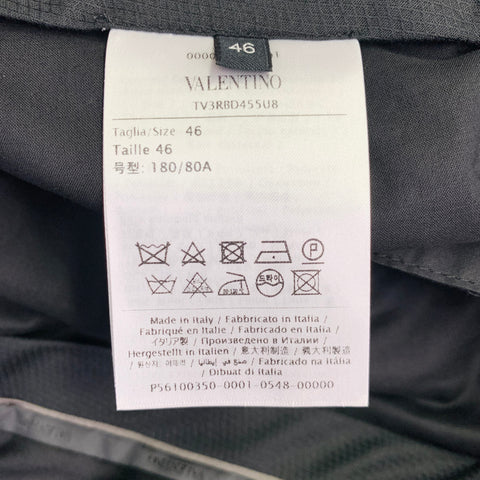VALENTINO 2019 Size 30 Navy Burgundy White Wool Mohair Tapered Zip Fly Dress Pants