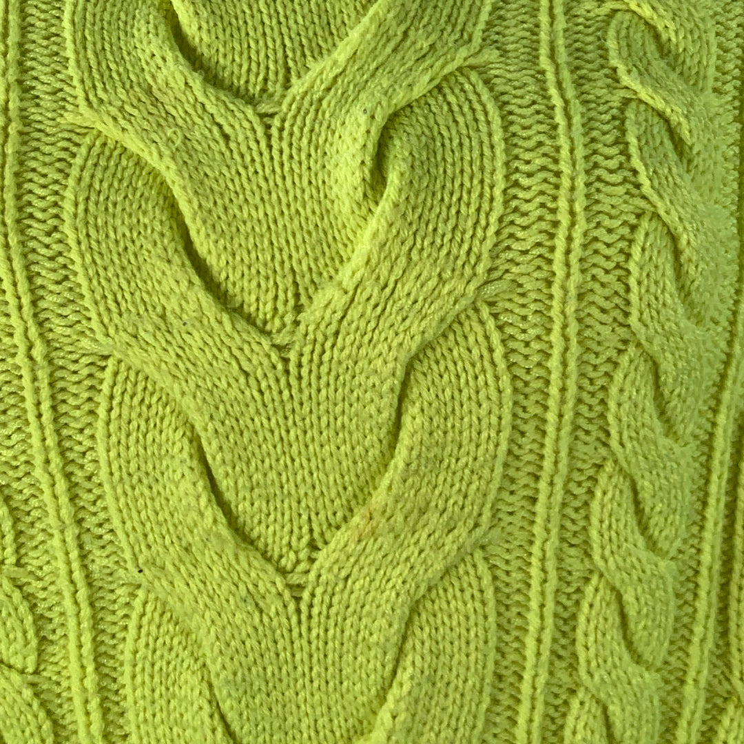 ALICE + OLIVIA Size L Yellow Neon Wool Blend Cable Knit Turtleneck Sweater