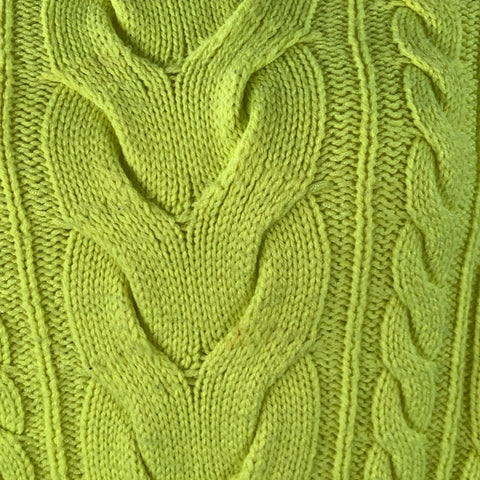 ALICE + OLIVIA Size L Yellow Neon Wool Blend Cable Knit Turtleneck Sweater
