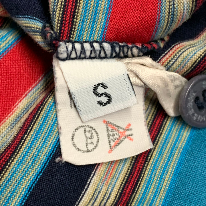 MISSONI SPORT Size S Blue Red Stripe Cotton One Pocket Polo