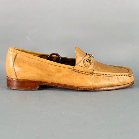 COLE HAAN Vintage Size 7 Ascot II Beige Gold Leather Horsebit Loafer Flats