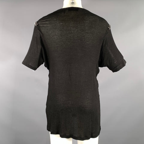 IRO Size XS Black Silver Hardware Lyocel polyurethane See Through T shirt